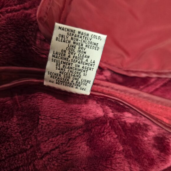 Talbots Petite Diamond Quilted Faux Fur Lined Snap Front Jacket Deep Red Large - Picture 11 of 11